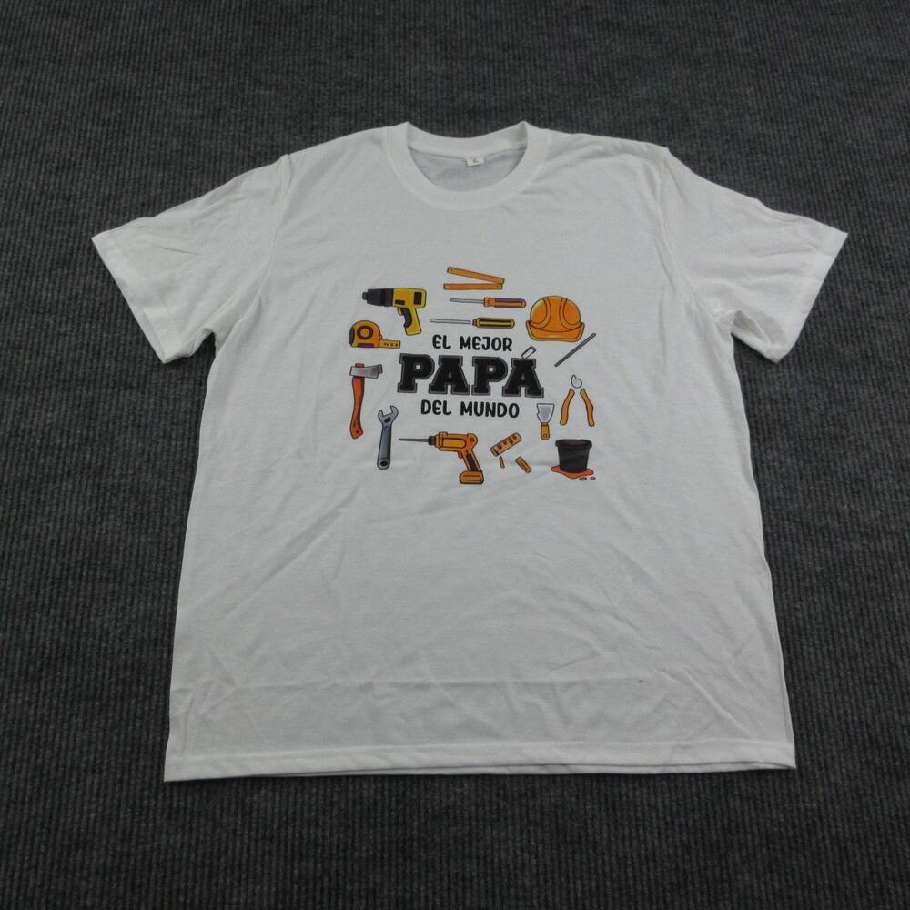 El Mejor PAPÁ Del Mundo Shirt Mens XL White Crew Neck Cotton Graphic Tee